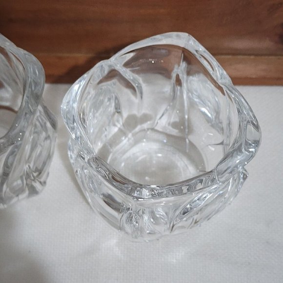 DePlomb Heavy Crystal Tulip Votive Candle Holder 4" tea light glass floral shape - Picture 5 of 10